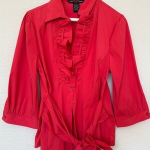 Antilia Femme Red Ruffle Blouse